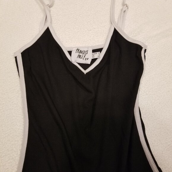 Princess Polly Black Mini Dress Bodycon White Piping Arabellae US 2  X-Small - Picture 7 of 11